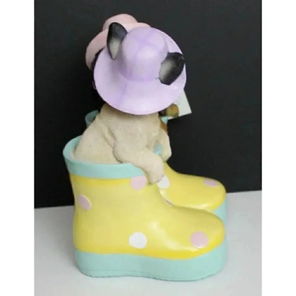 Easter Spring Dog Statue Dachshund & Pug In Rainboots Humane Society Figure - Picture 2 of 4